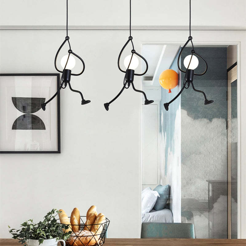 Esi Retro Modern Iron Man Pendant Light, Black-Relic Pieces