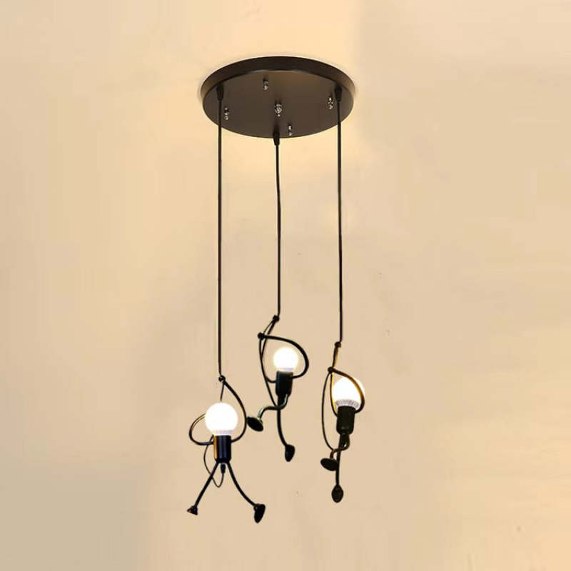 Esi Retro Modern Iron Man Pendant Light, Black-Relic Pieces