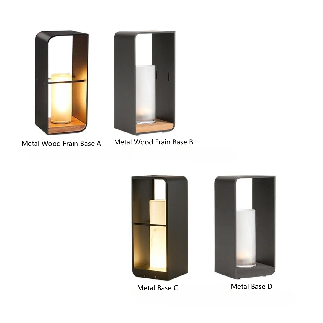 Fobuged Minimalist Cuboid Candle Solar Outdoor Floor Lamp Black