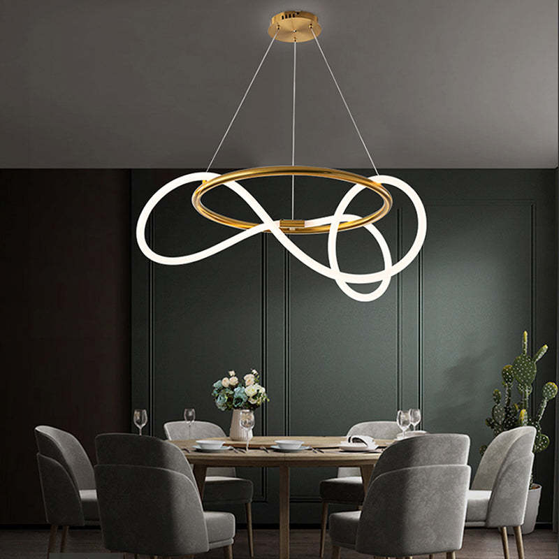 Wasaten Curved & Linear Semi Flush Mount Ceiling Light, Gold
