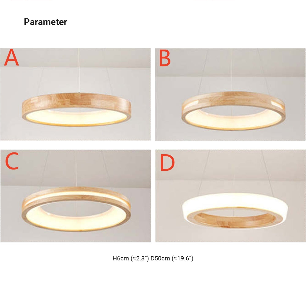 Bosegam Modern Ring Wood Pendant Light