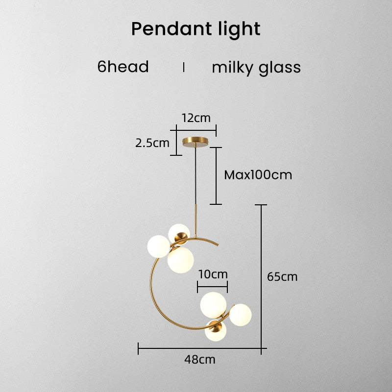 Liperir Modern Glass Globe Pendant Light, Metal & Glass, 3 Style
