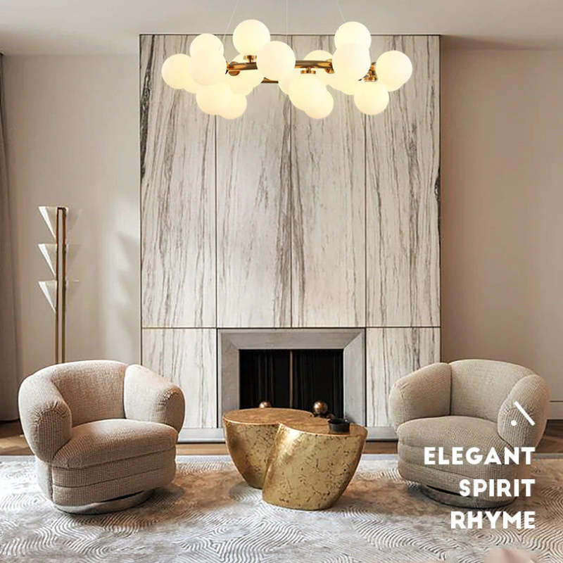 Cogamom Bass Glass Bubble Golden Chandelier