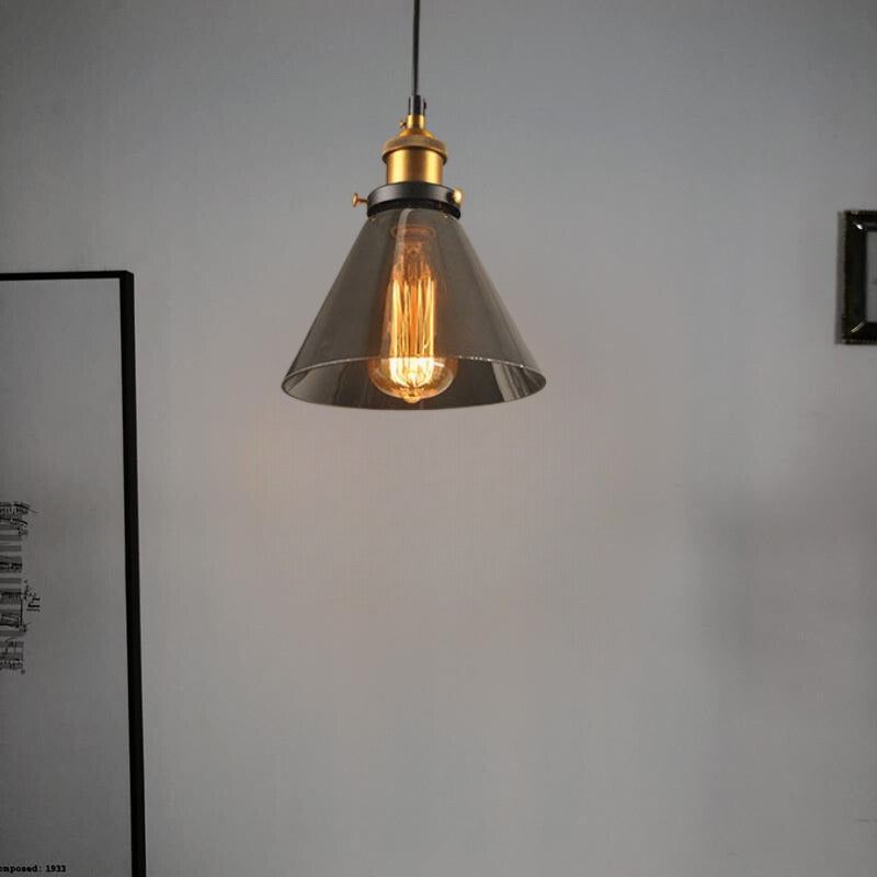 Teni Industrial Glass Pendant Light Clear/Amber/Smoke Grey-Relic Pieces