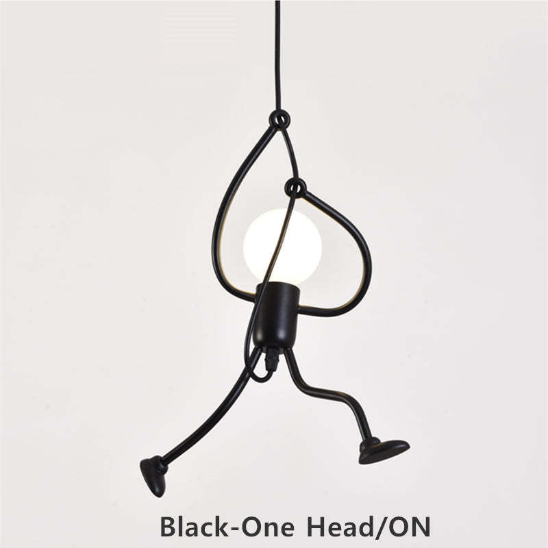 Esi Retro Modern Iron Man Pendant Light, Black-Relic Pieces