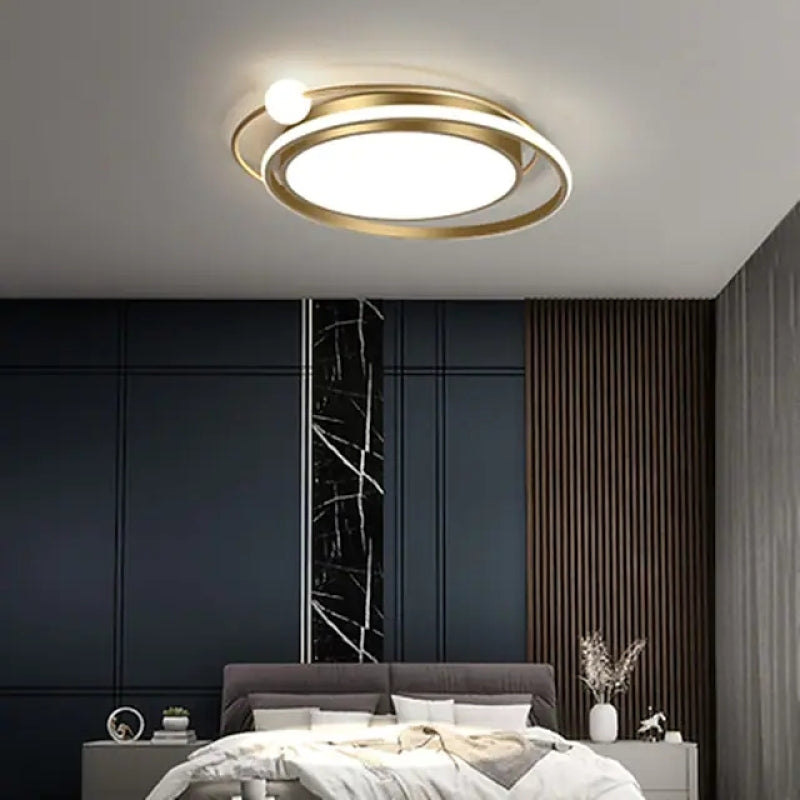 Sigunol Modern Multi Orbit Flush Mount Ceiling Light, Black/Gold