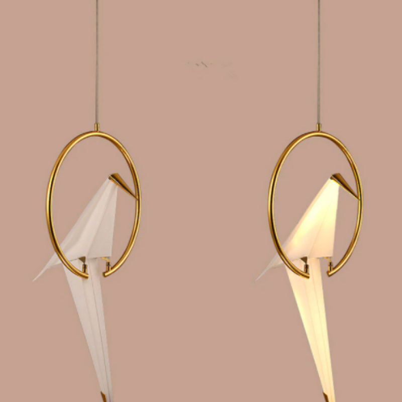 Mubagir Modern Nordic Post Modern Bird Pendant Light, White/Clear