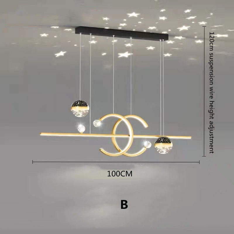 Tosidel Pendant Light Double-C, Gold/Black Starry-sky
