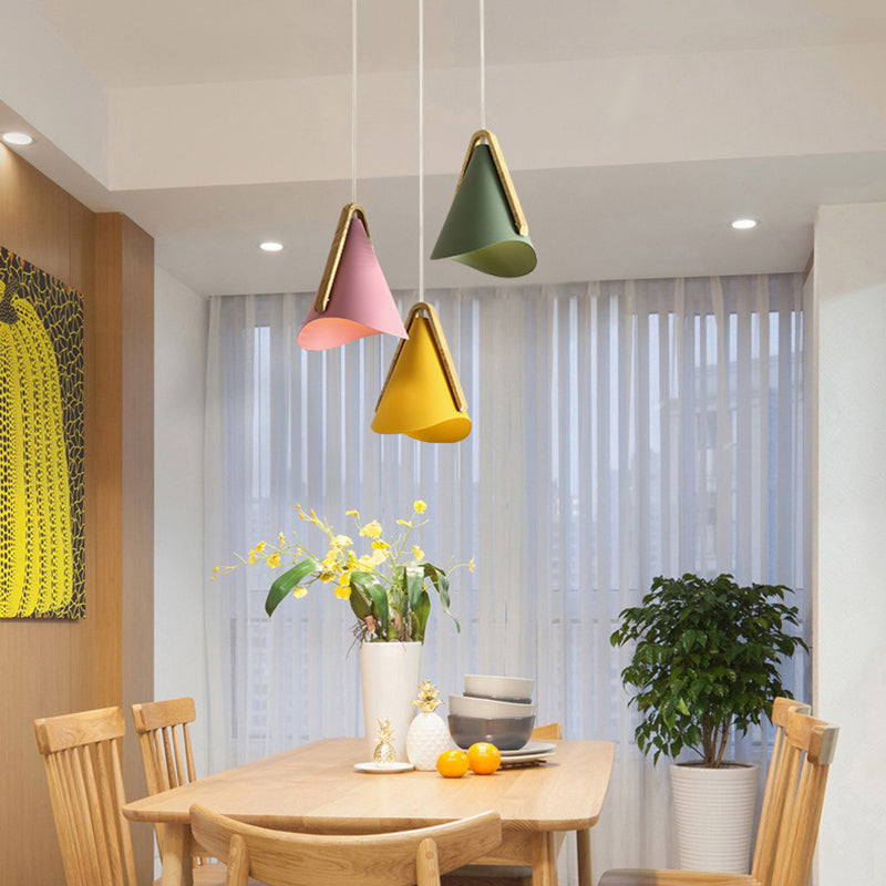 Jegogas Modern Cone Pendant Light, Wood/Metal
