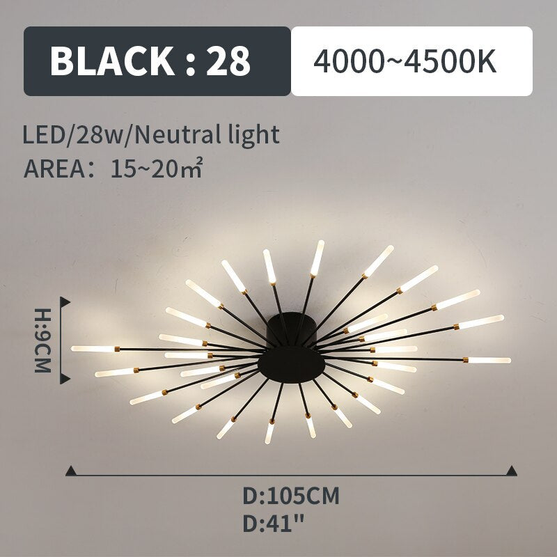 Kovon Flush-Mount Ceiling Light Fireworks, Black/Gold-Relic Pieces