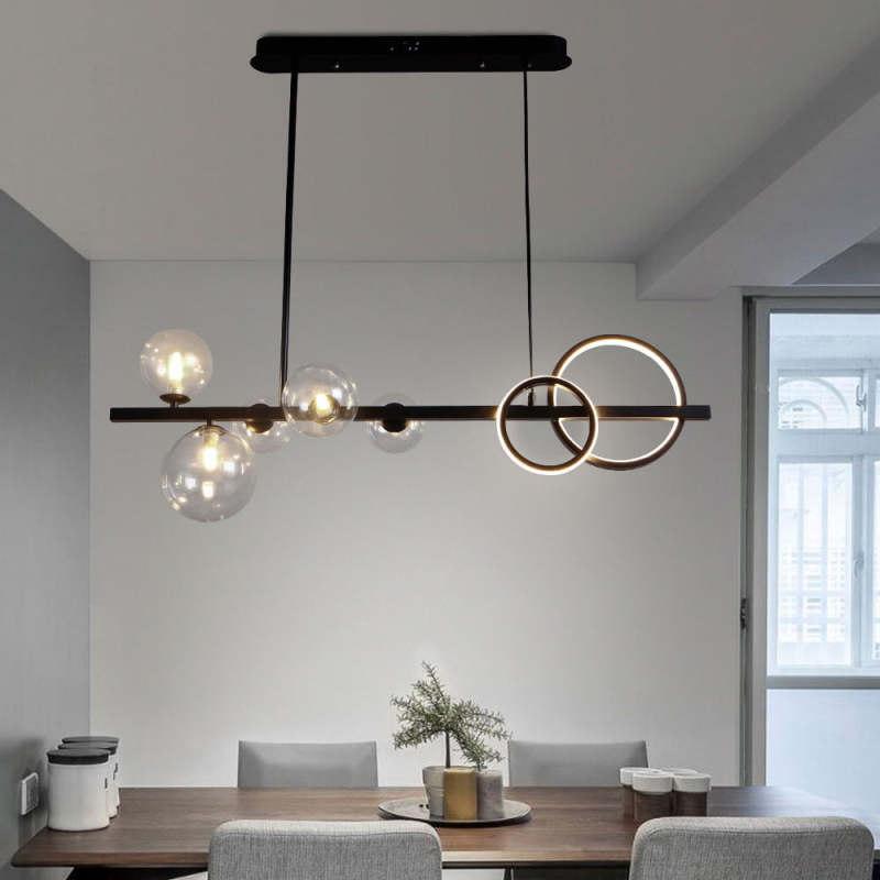 Nisupon Pendant Light Bubble Circle Modern Black/Gold, Bedroom