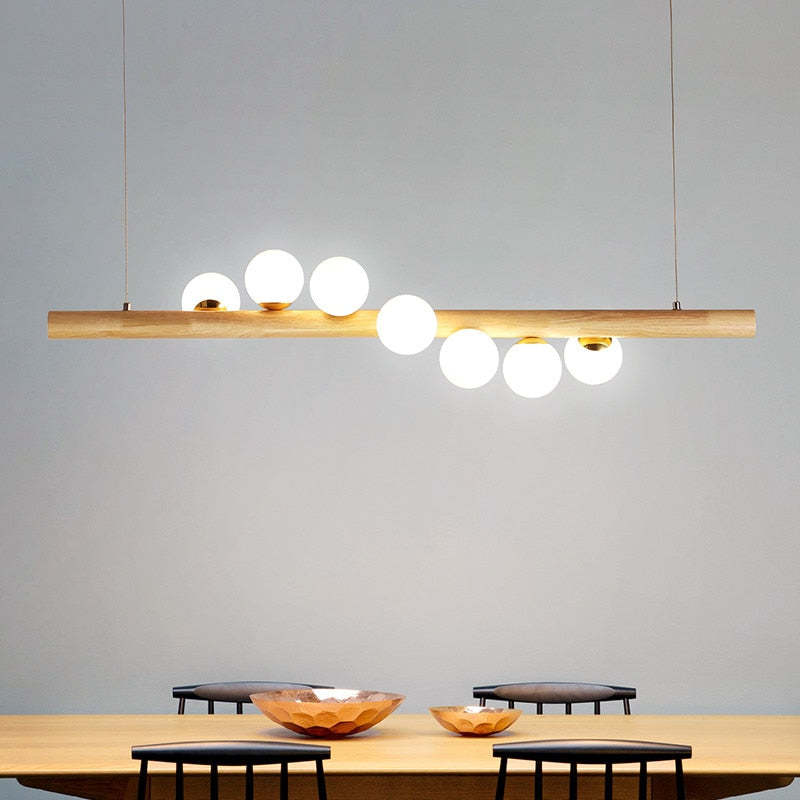 Taribid Glass Bubble Pendant Light Wood/Walnut