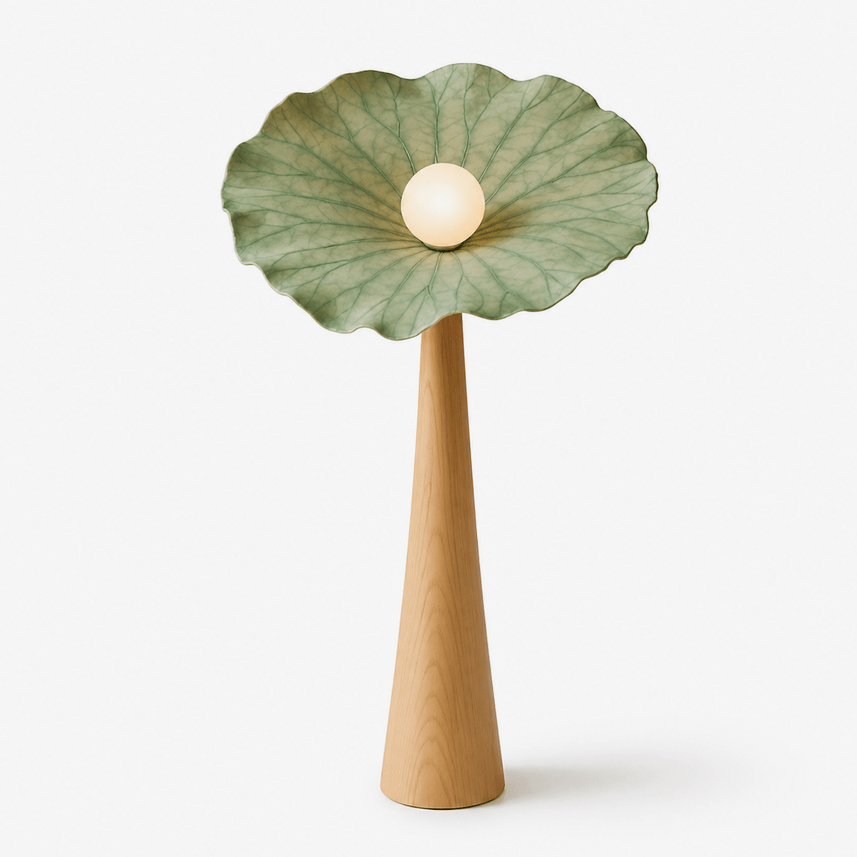 Noroielle Lotus Veil Woodgrain Floor Lamp