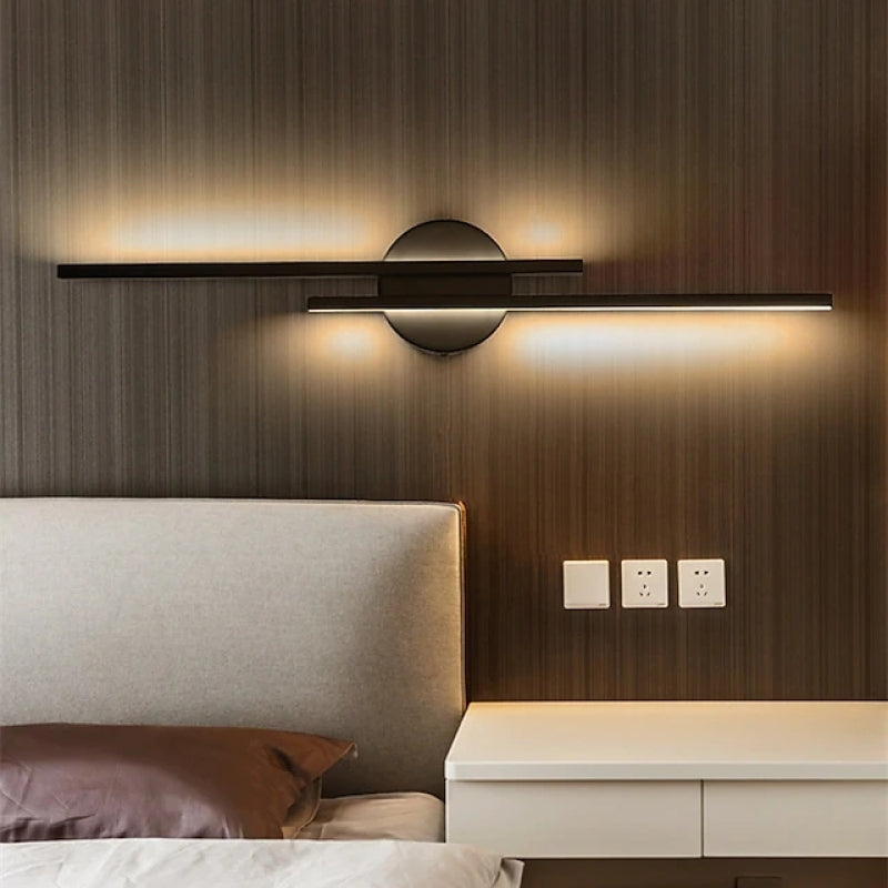 Noviq Modern Nordic Disc/Linear LED Wall Lamp, Black/White-Relic Pieces