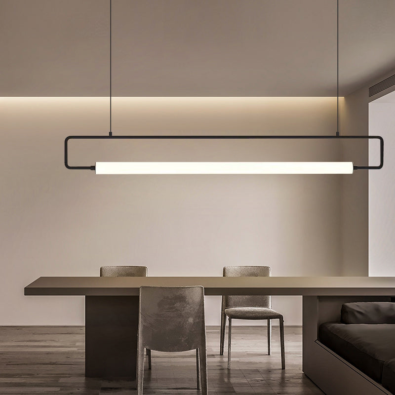 Derubat Modern Minimalist Rectangular Linear Pendant Light, Gold/Black