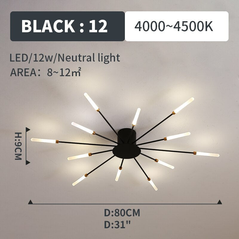 Kovon Flush-Mount Ceiling Light Fireworks, Black/Gold-Relic Pieces