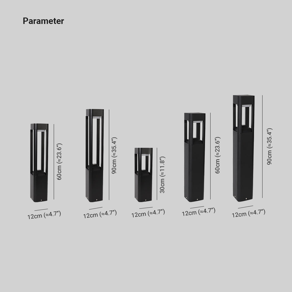 Fenumem Metal Rectangular Hollow Outdoor Path Light, Black