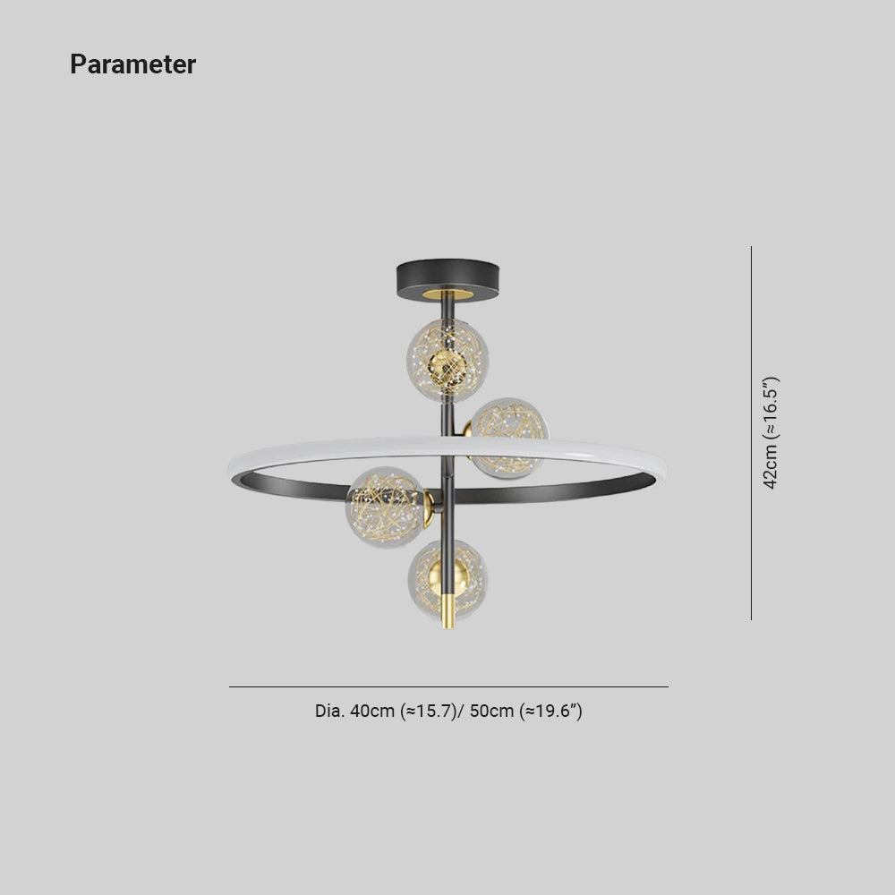 Resilak Semi-Flush Mount Ceiling Light, Gold & Black, 2 Style