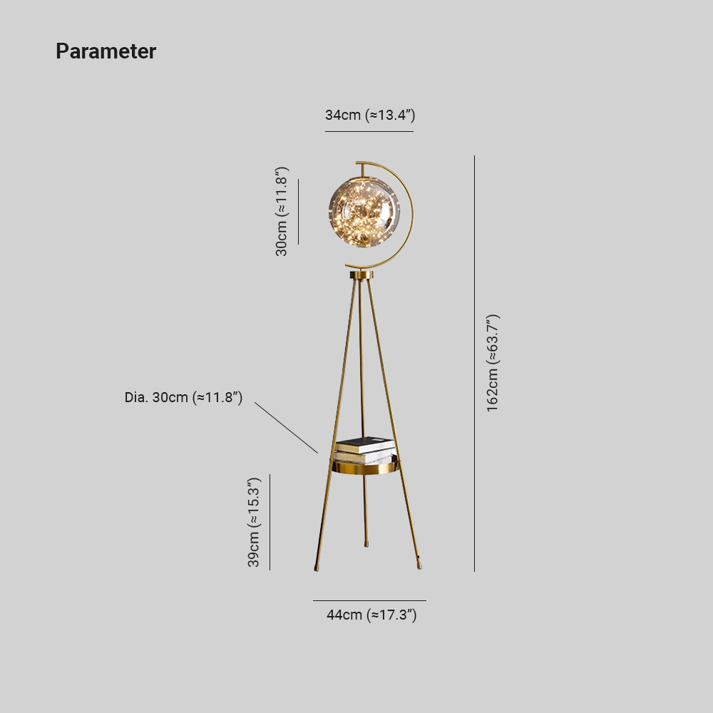 Vukovin Modern Starry Globe Glass Floor Lamp, Gold