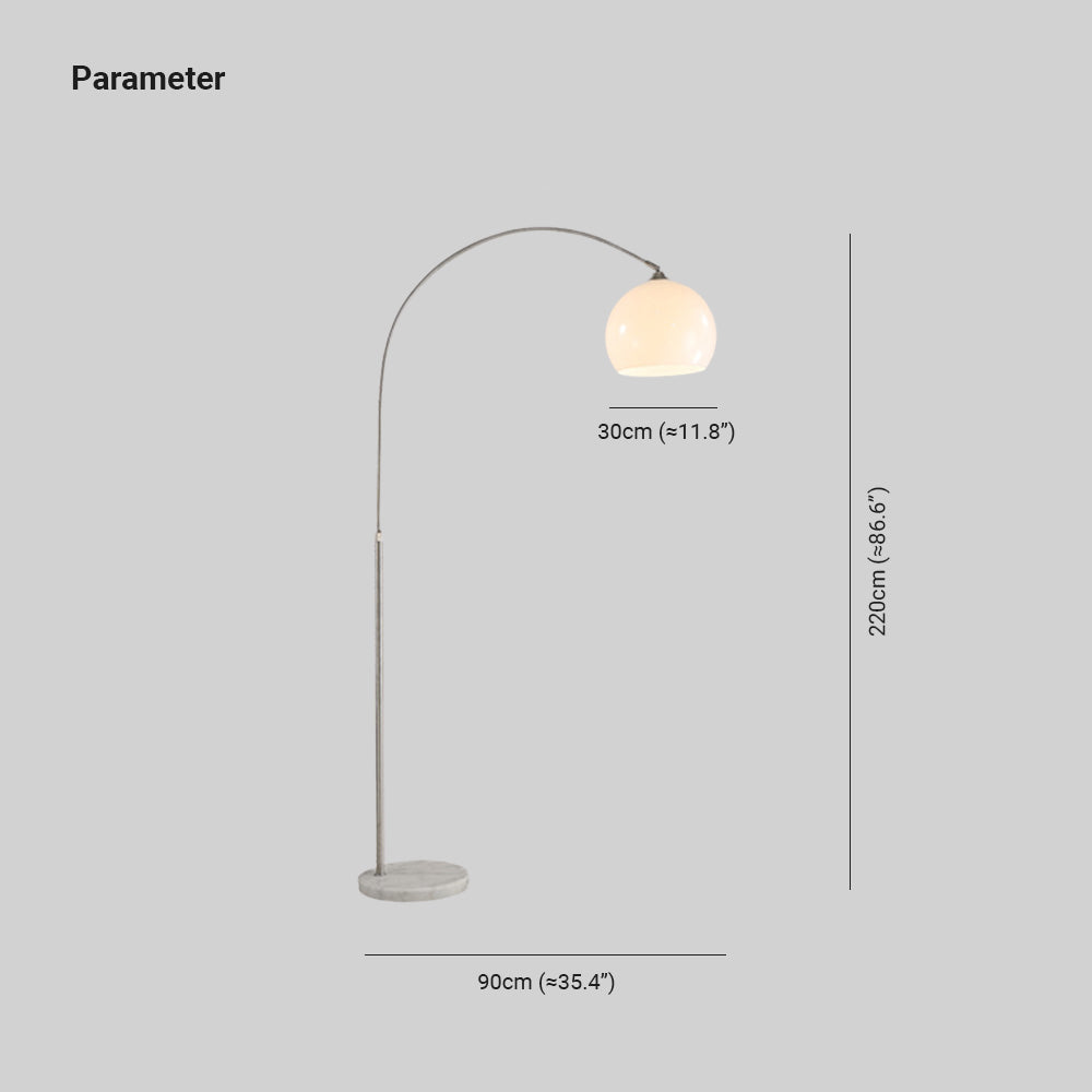 Mibusil Floor Arc Lamp, Tall Floor Light, Modern, Orange/ White