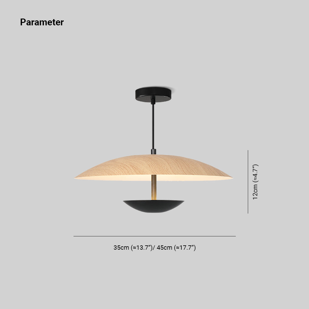 Norigit Nordic LED Frisbee Pendant Light Wood & Brown