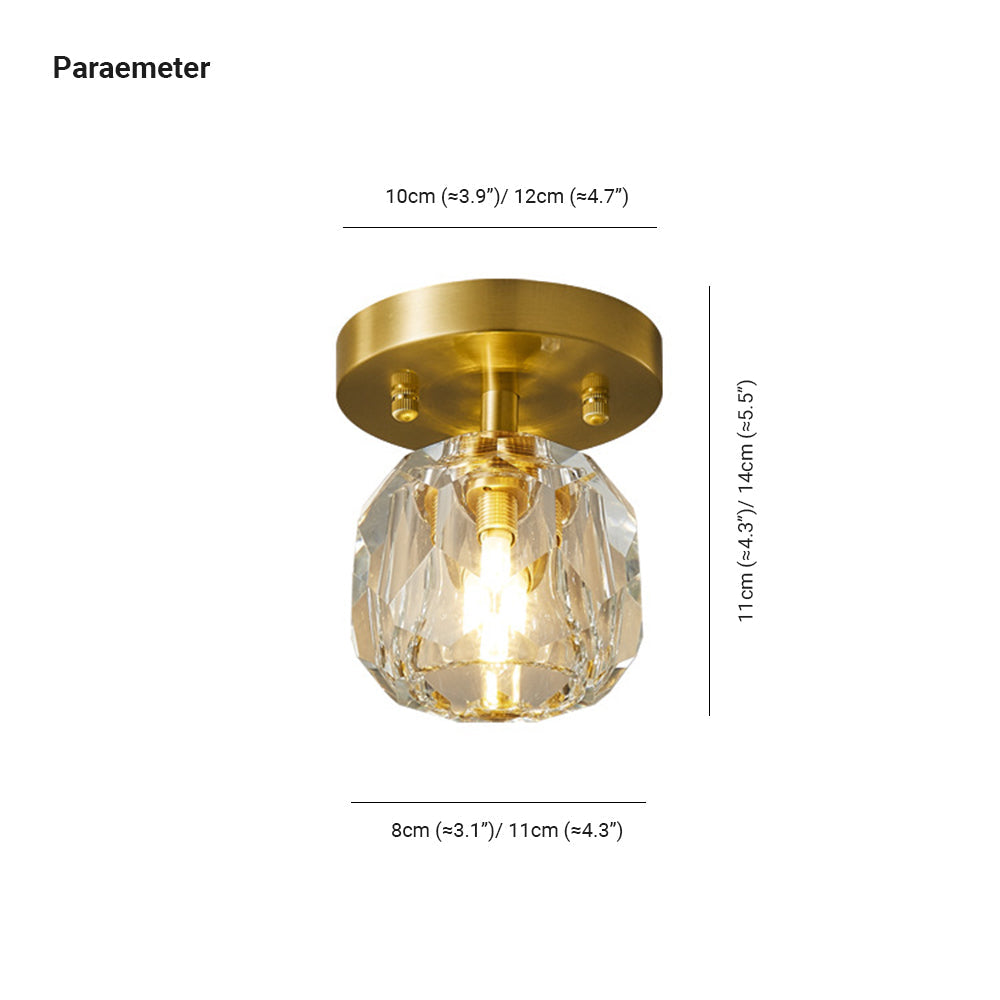 Lebomen Luxury Diamond Metal/ Flush Mount Ceiling Light, Gold
