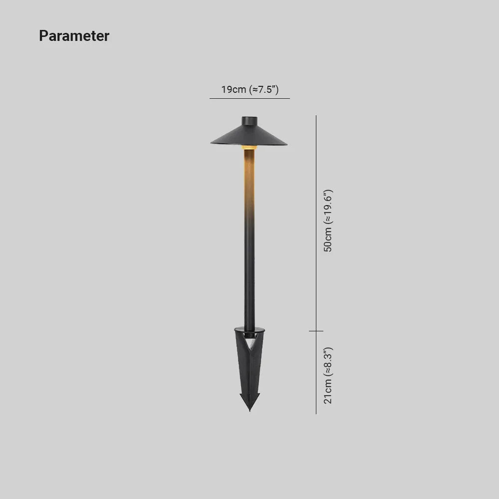 Dorvenia Outdoor Path Light Contemporary Cap-Shaped Black-Relic Pieces
