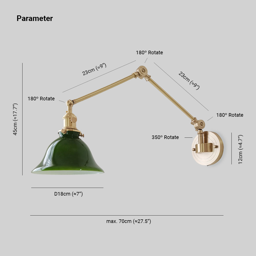 Lotuner Vintage Foldable Wall Lamp, Green/White
