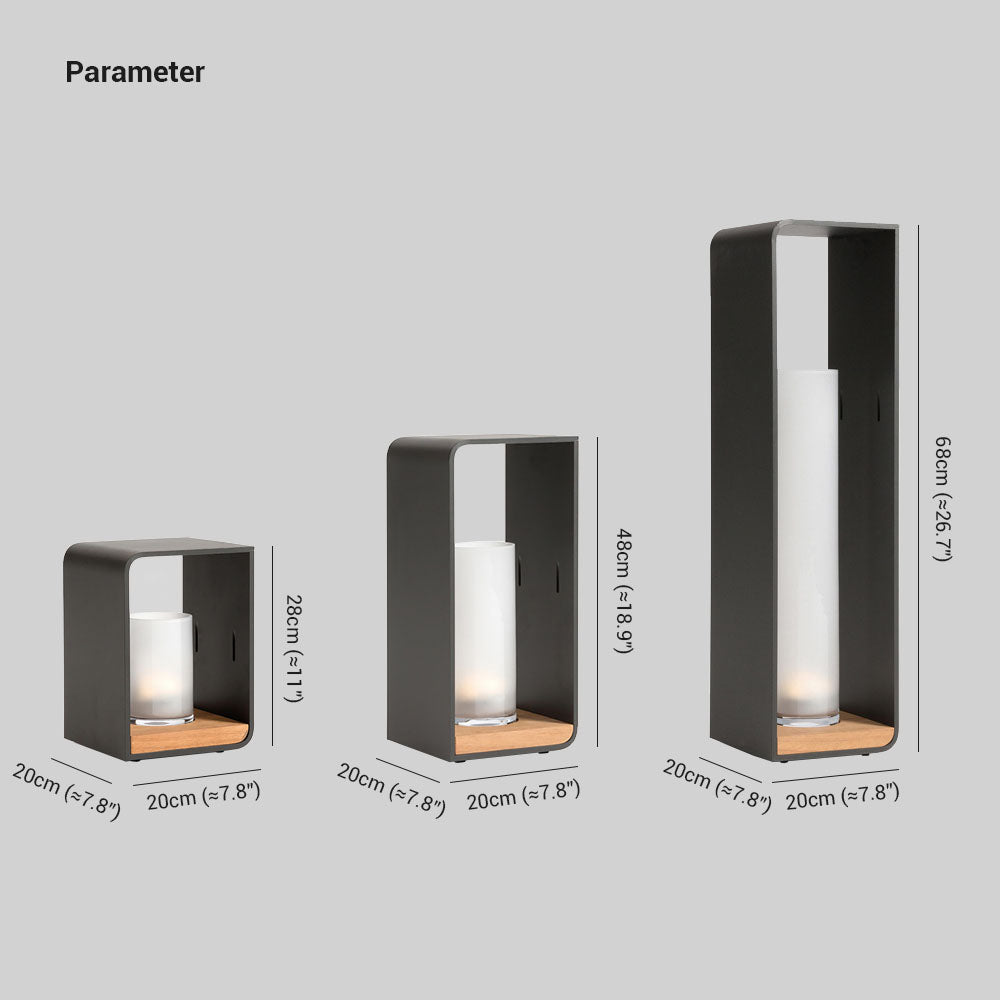 Fobuged Minimalist Cuboid Candle Solar Outdoor Floor Lamp Black
