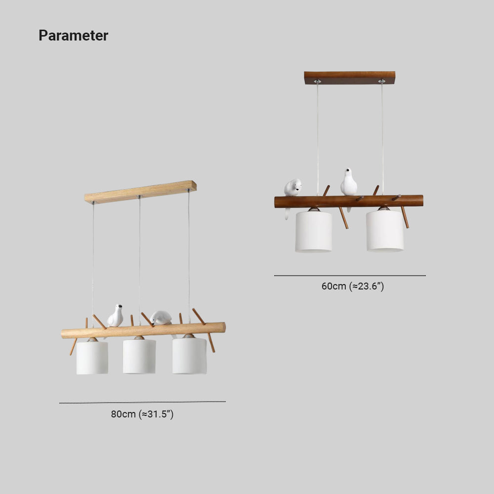 Ronevim Bird Pendant Light Wood, 2/3 Heads