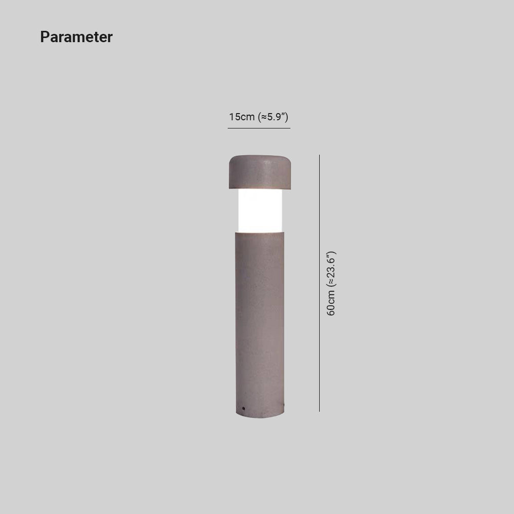 Kedegak Modern Metal Cylindrical Outdoor Path Light, Grey