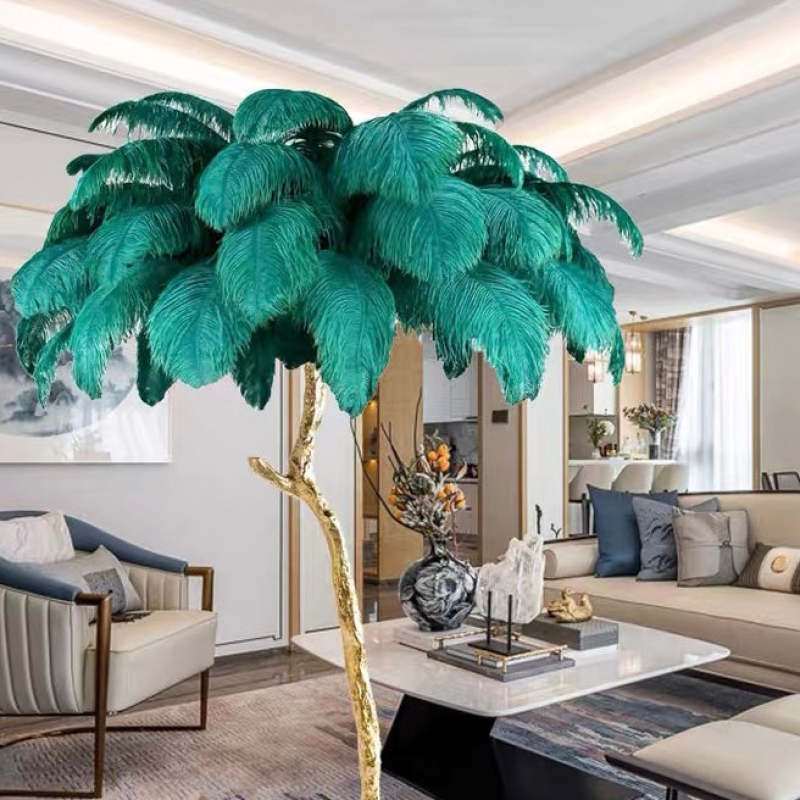 Salenor Nordic Luxury Unique Ostrich Feather Floor Lamp/Table Lamp-Relic Pieces