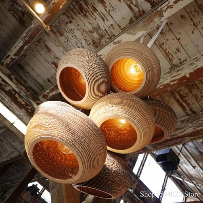 Cekitod Pastoral Silkworm Rustic Paper Pendant Light