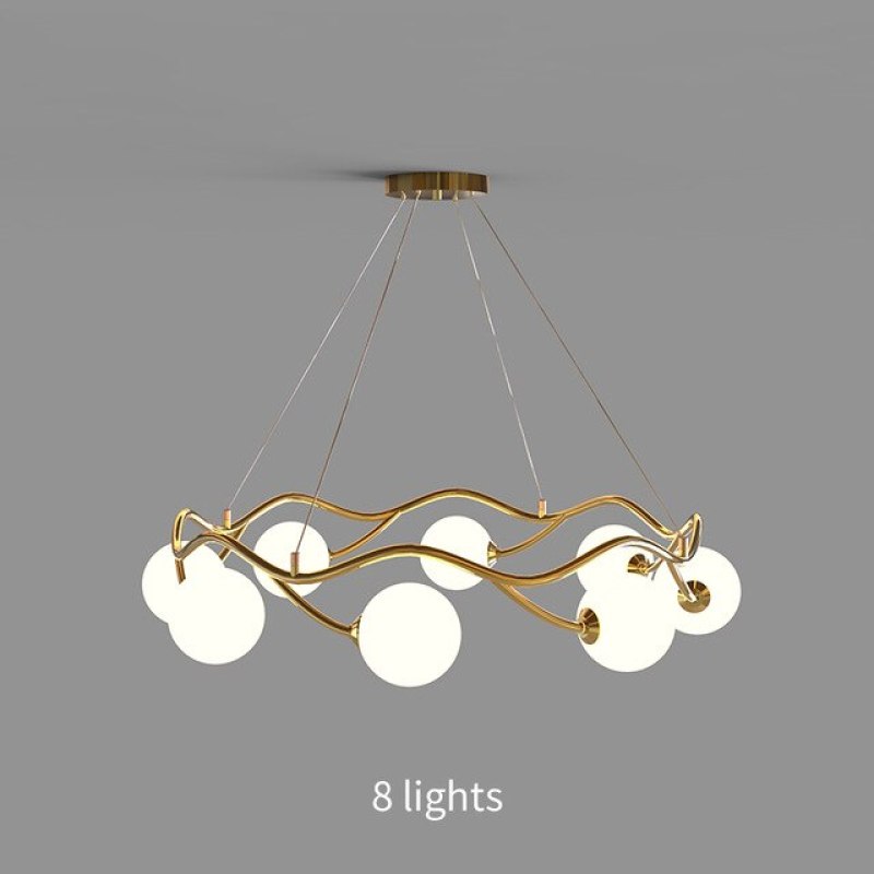 Boraser Modern Designe Wave Metal/Glass Pendant Light, White/Gold