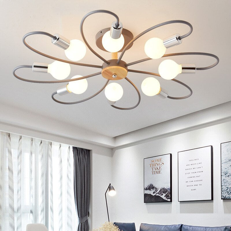 Vusumak Elegant Metal/Glass Flush Mount Ceiling Light, Grey/Green