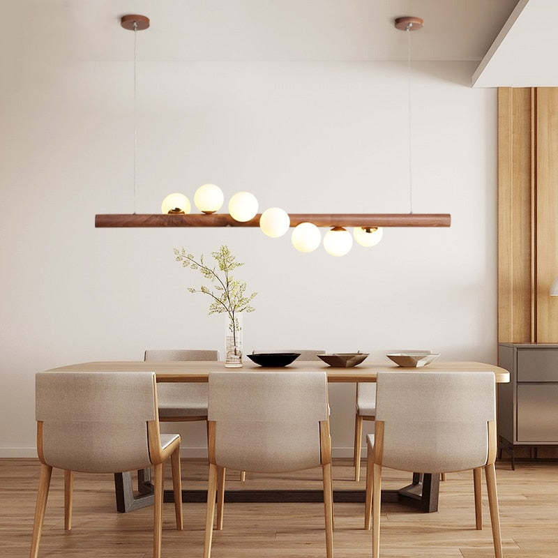 Taribid Glass Bubble Pendant Light Wood/Walnut