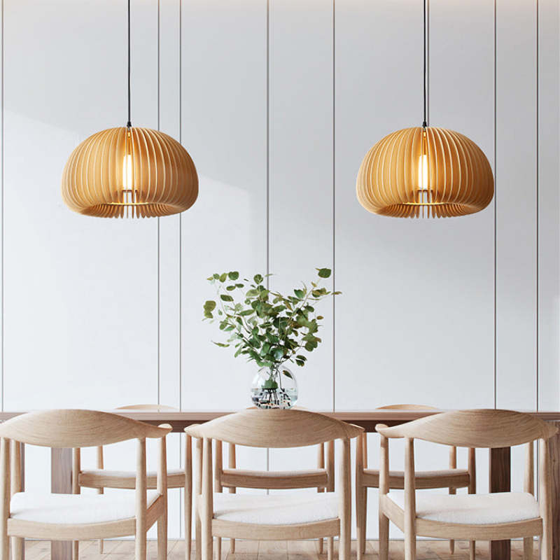 Lusebit Pumpkin Pendant Light, Wood