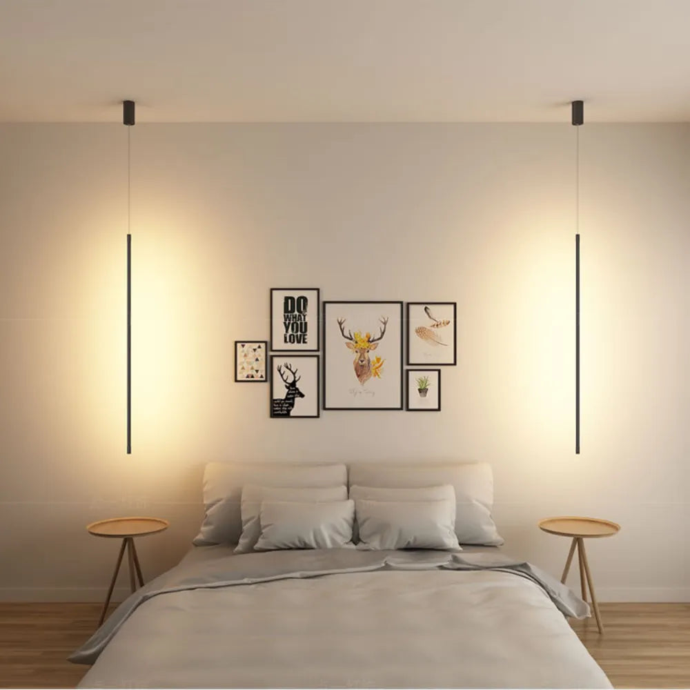 Tavix Minimalist Linear Pendant Light Bedside, Black-Relic Pieces