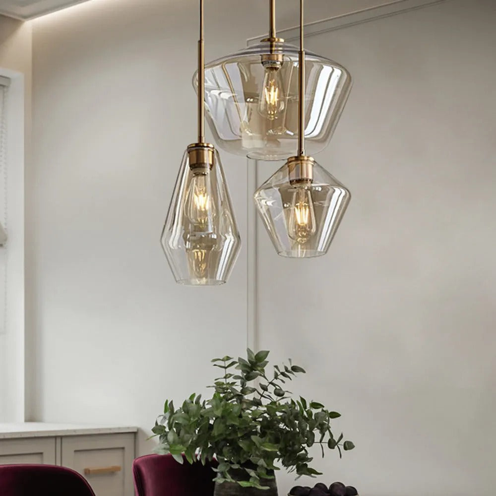 Virelo Pendant Light Glass Clear/Amber Diamond-Relic Pieces