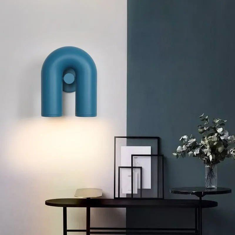 Futemos Wall Lamp U-shaped Design LED Metal, Black/Blue/Gray/Red, Bedroom