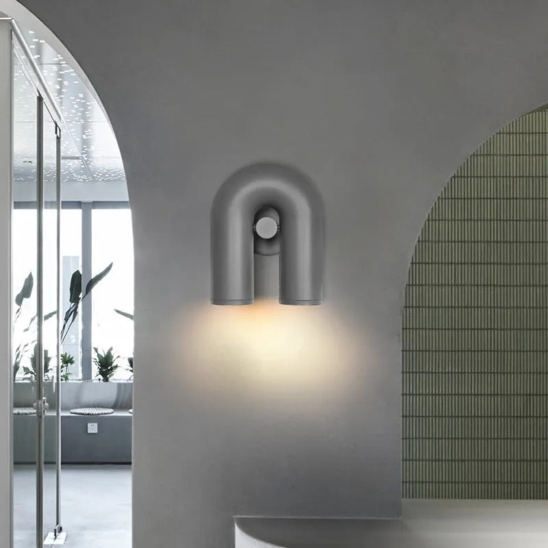 Futemos Wall Lamp U-shaped Design LED Metal, Black/Blue/Gray/Red, Bedroom