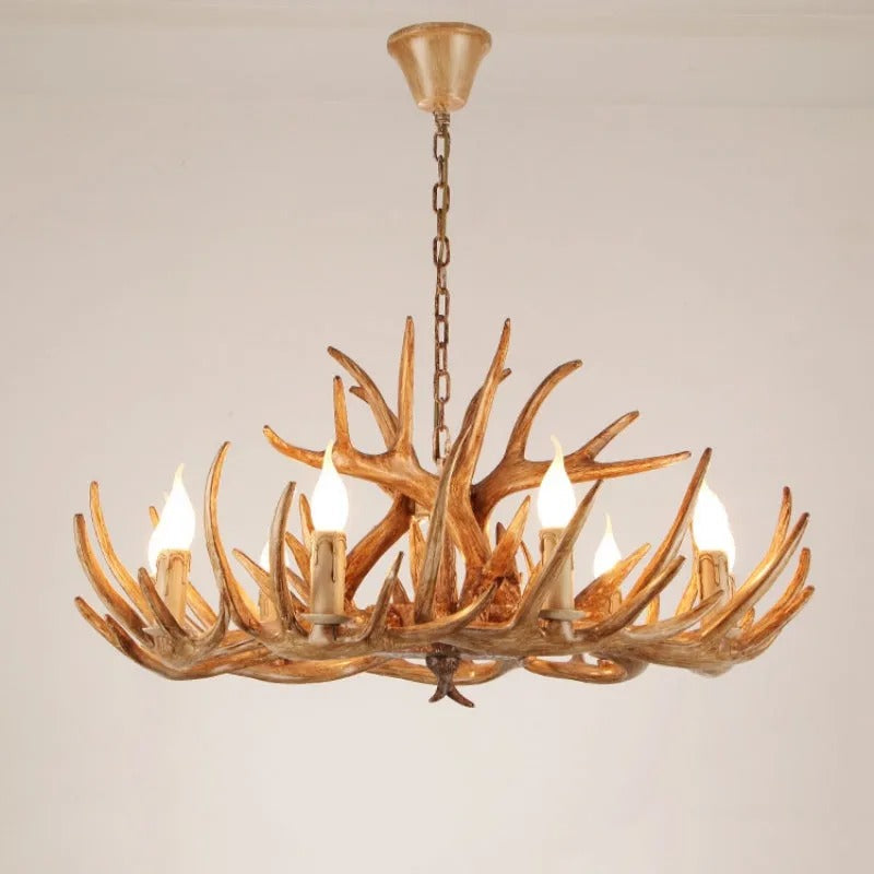 Kamudit Retro Deer Horn Resin Chandelier Living Room
