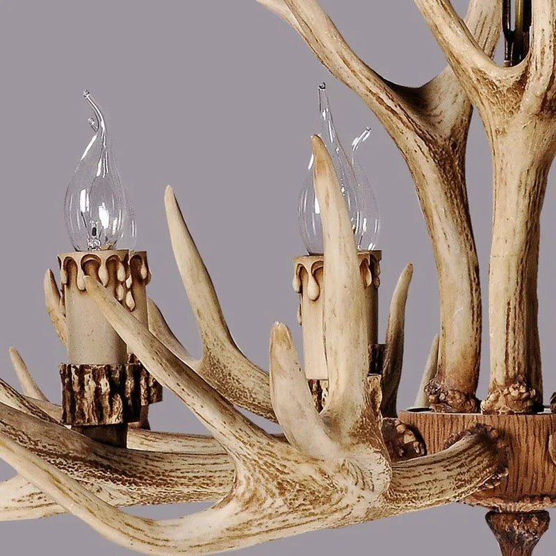 Kamudit Retro Deer Horn Resin Chandelier Living Room
