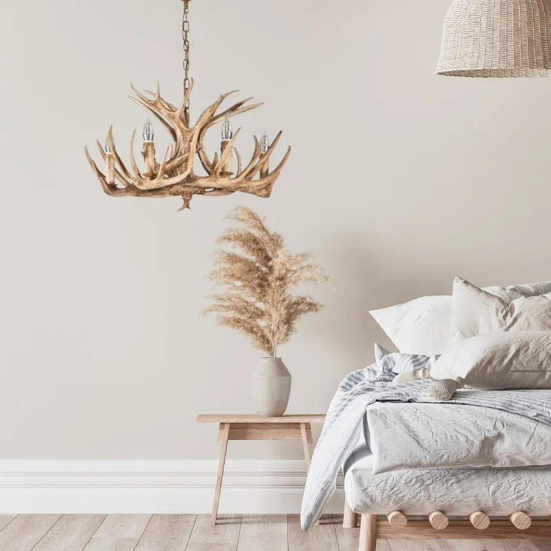 Kamudit Retro Deer Horn Resin Chandelier Living Room