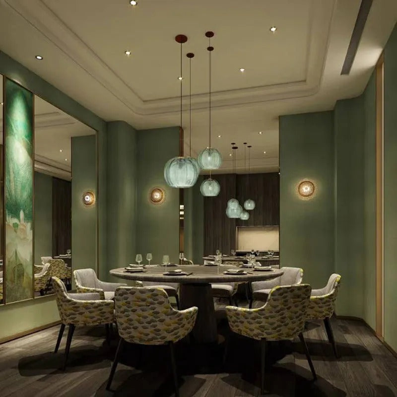 Nigiled Green Nordic Artistic Ribbed Glass Pendant Light
