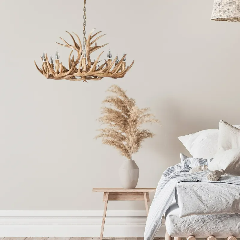 Kamudit Retro Deer Horn Resin Chandelier Living Room