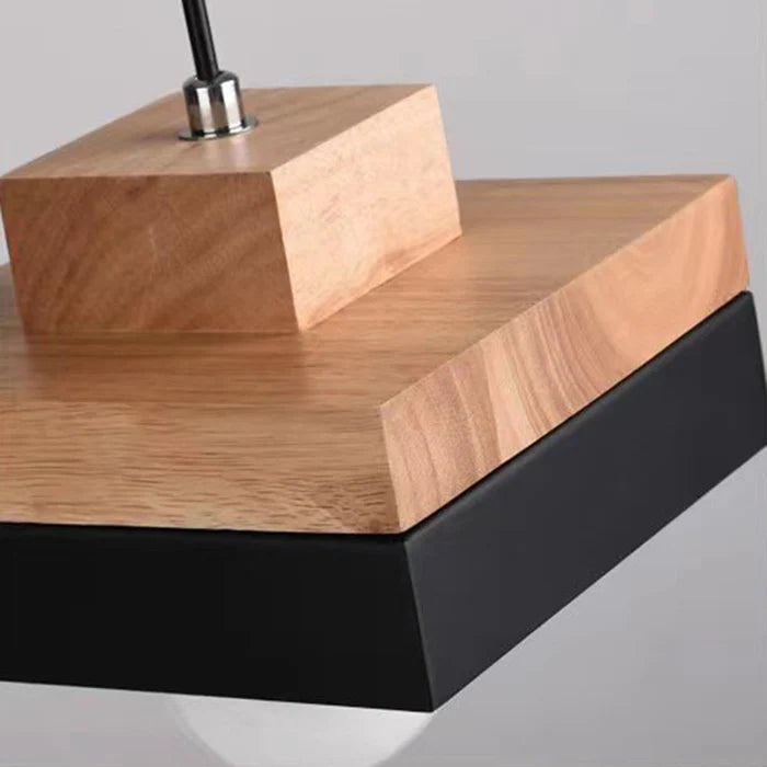 Mepides Minimalist Black & White Wood Geometric Pendant Light