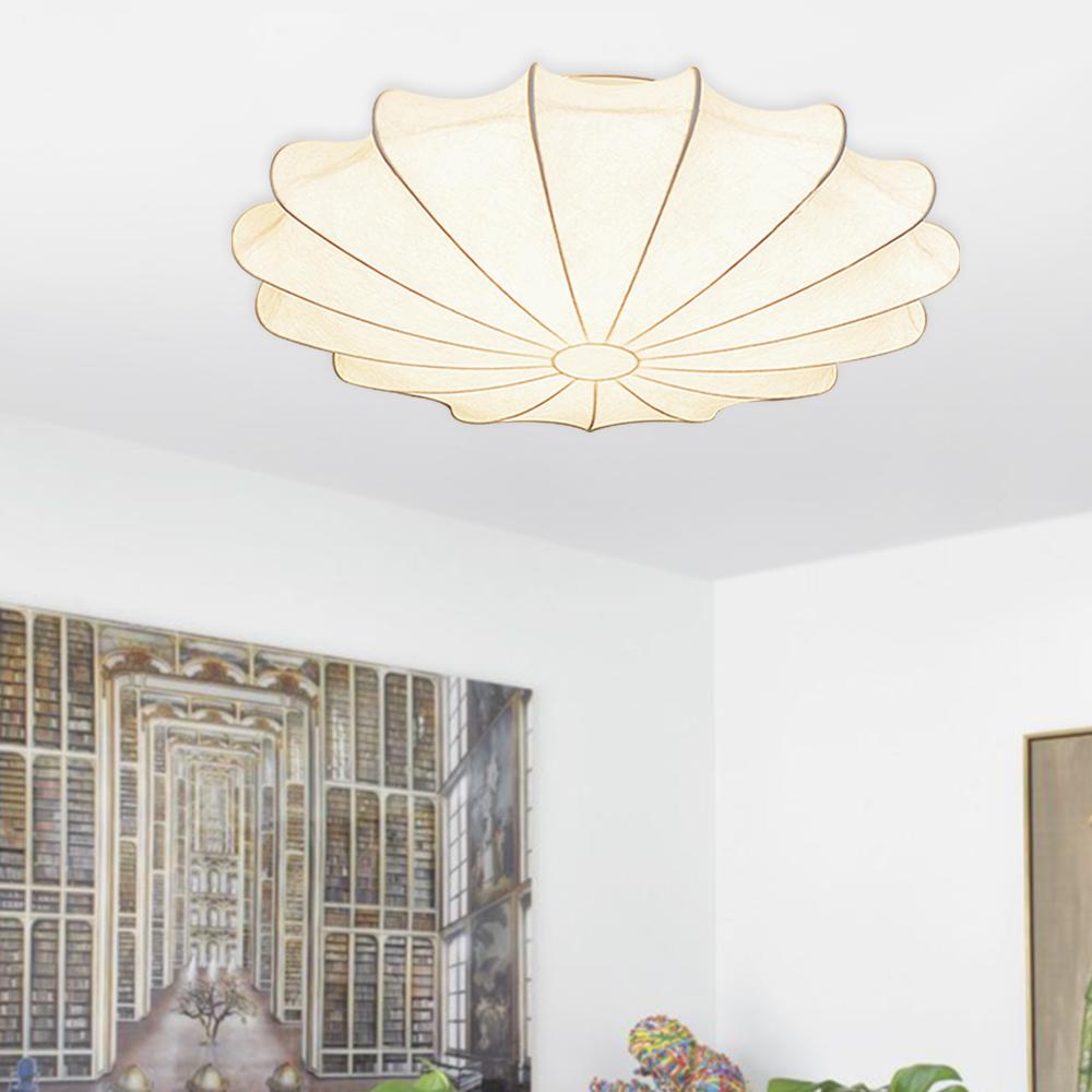 Lunari Mid-Century Modern Silk Flush Mount Light-Relic Pieces