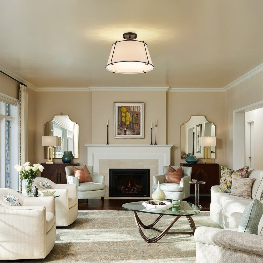 Vesina Linen Semi Flush Mount Ceiling Light-Relic Pieces