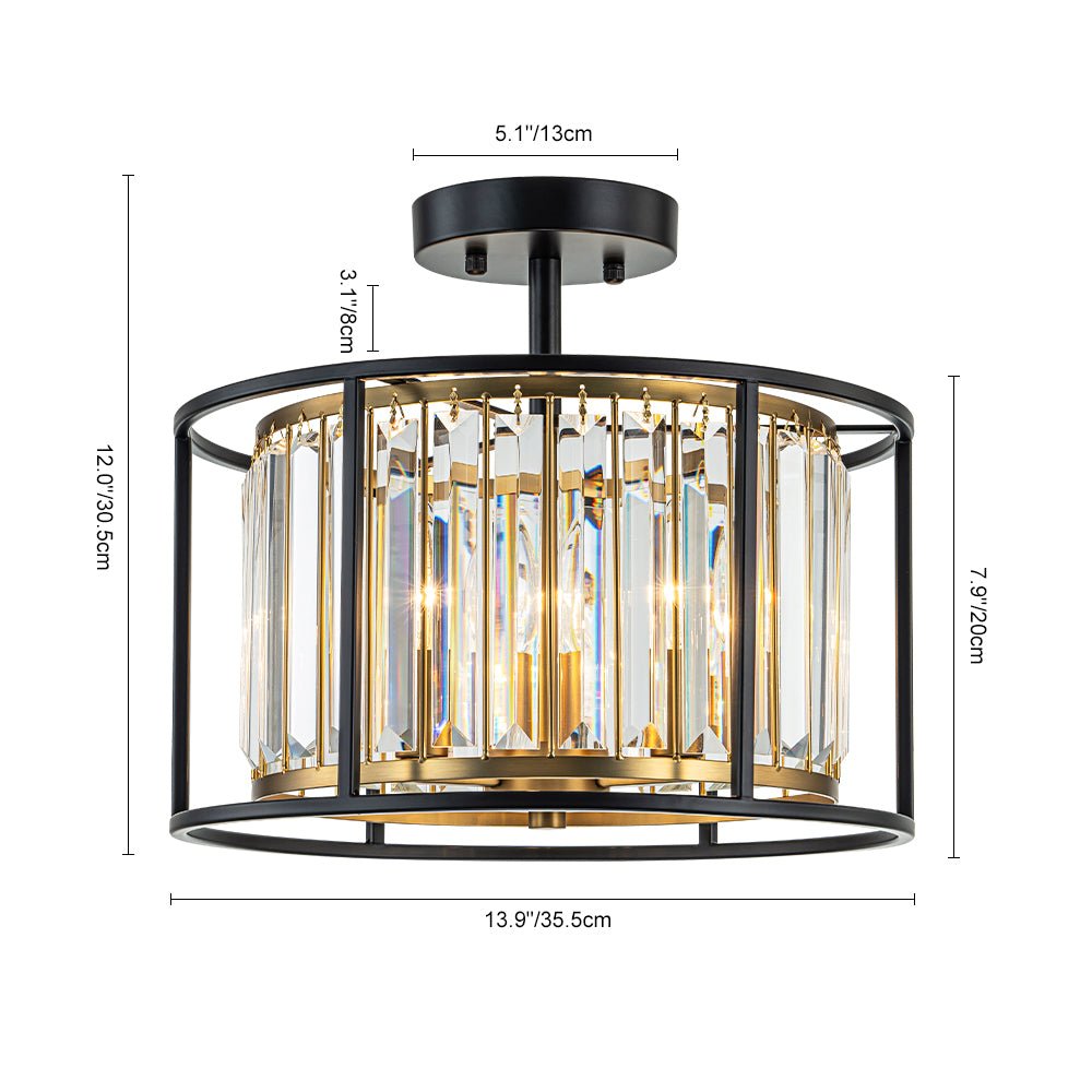 Qvistari Minimalist Crystal Semi Flush Ceiling Light-Relic Pieces